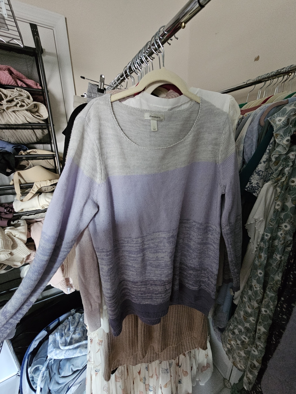 dressbarn Lavender Ombre Crewneck Sweater